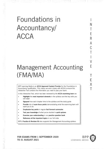 ACCA FMA/FA Foundations in Accountancy-Management Accounting Interactive Text (Practice Revision Kit Not Included) 1